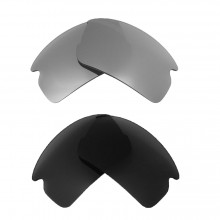 Walleva Black + Titanium Polarized Replacement Lenses For Oakley Flak 2.0(OO9295 Series) Sunglasses